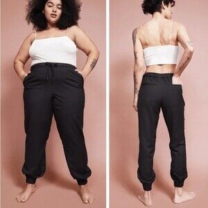 Wildfang Empower Drawstring Jogger Pants Womens M Black Tapered Casual